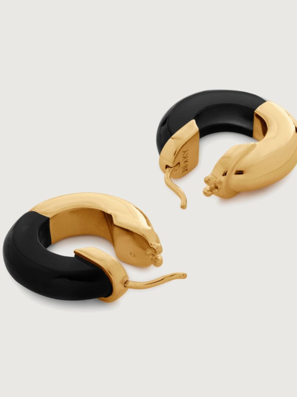 Monica Vinader Kate Young Half Gemstone Small Hoop Earrings Minimalist Essential - Picture 2 of 8